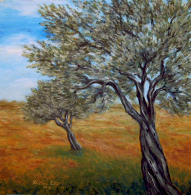 Painting titled "Olive trees landsca…" by Kristina Valić, Original Artwork, Acrylic