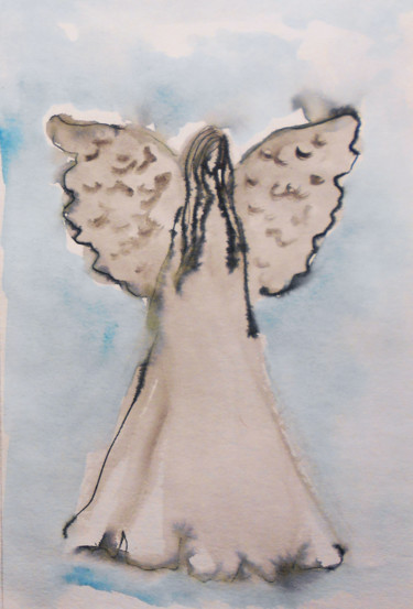 Ζωγραφική με τίτλο "Angel 1" από Kristina Valić, Αυθεντικά έργα τέχνης, Μελάνι