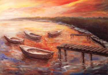 Schilderij getiteld "Sunset" door Kristina Valić, Origineel Kunstwerk, Acryl