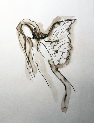 Peinture intitulée "Angel #3" par Kristina Valić, Œuvre d'art originale, Encre