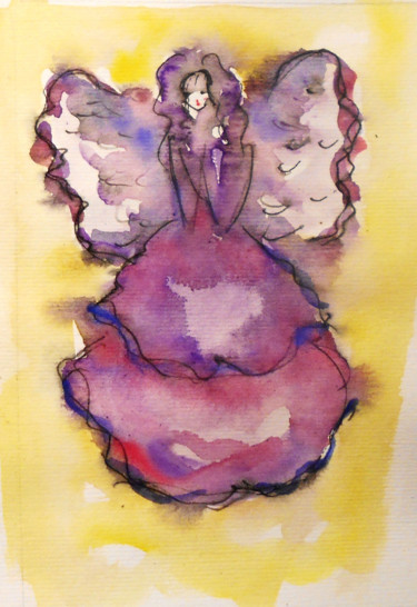 Painting titled "Angel #9" by Kristina Valić, Original Artwork, Watercolor