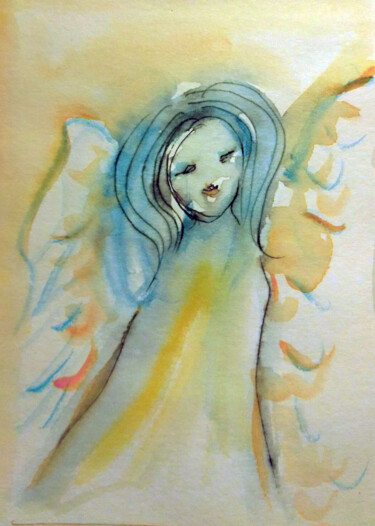 Pittura intitolato "Angel #22" da Kristina Valić, Opera d'arte originale, Acquarello