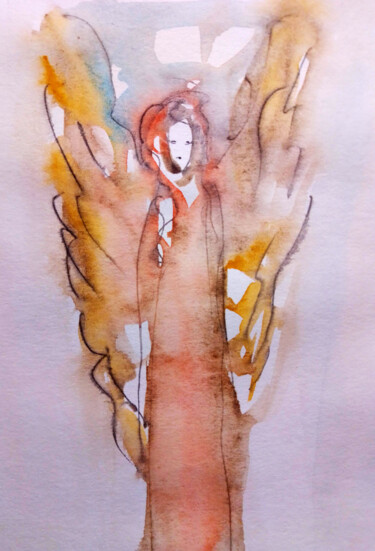 Картина под названием "Angel #23" - Kristina Valić, Подлинное произведение искусства, Акварель