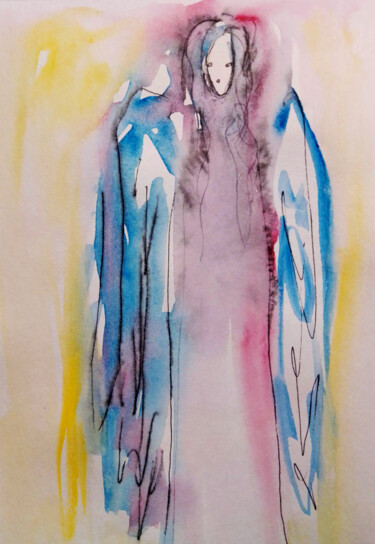Картина под названием "Angel #25" - Kristina Valić, Подлинное произведение искусства, Акварель