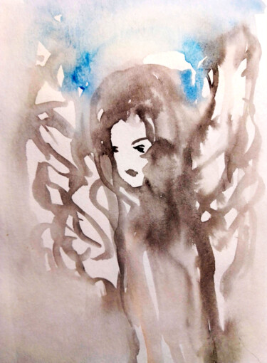 Pintura intitulada "Angel #26" por Kristina Valić, Obras de arte originais, Aquarela
