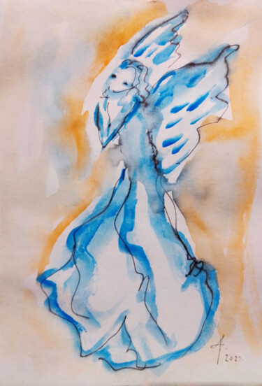 Ζωγραφική με τίτλο "Angel #29" από Kristina Valić, Αυθεντικά έργα τέχνης, Ακουαρέλα