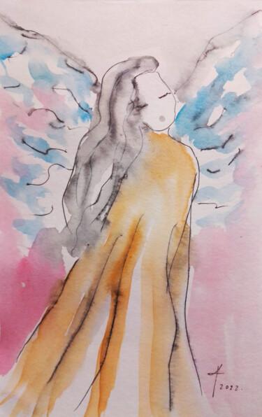 Painting titled "Angel #33" by Kristina Valić, Original Artwork, Watercolor