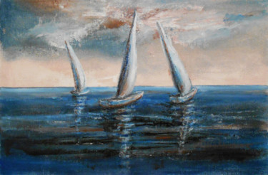Painting titled "Sailboats" by Kristina Valić, Original Artwork, Acrylic