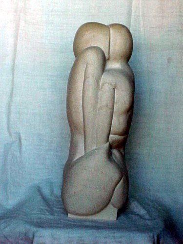 Skulptur mit dem Titel "Rencontre sensuelle" von Valja, Original-Kunstwerk, Stein