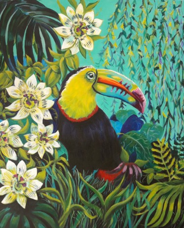 Painting titled "LE TOUCAN" by Valker, Original Artwork, Acrylic