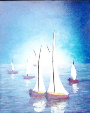Peinture intitulée "Paysage des iles" par Vall, Œuvre d'art originale, Huile