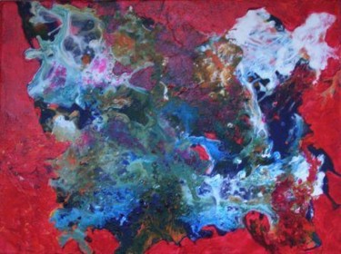 Painting titled "Abstrait rouge" by Vall, Original Artwork, Acrylic