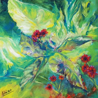 Картина под названием ""Fleurs sauvages"" - Pascale Fleury-Vallée, Подлинное произведение искусства, Акрил Установлен на Дер…
