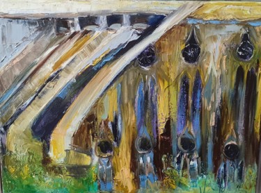 Malerei mit dem Titel ""Arc boutants Notre…" von Pascale Fleury-Vallée, Original-Kunstwerk, Acryl Auf Keilrahmen aus Holz mo…