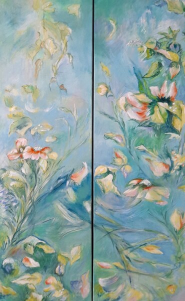 Malerei mit dem Titel "Duo "Fleurs"" von Pascale Fleury-Vallée, Original-Kunstwerk, Acryl