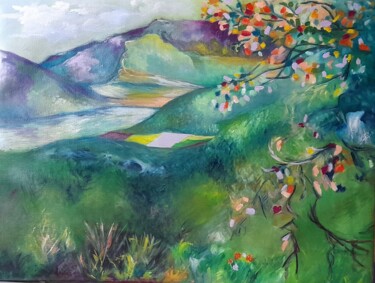 Painting titled ""paysage"" by Pascale Fleury-Vallée, Original Artwork, Acrylic