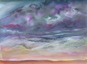 Painting titled "Electric Sunset 1" by Linda Vallejo, Original Artwork