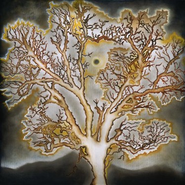 Painting titled "Electric Oak Dawn" by Linda Vallejo, Original Artwork