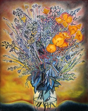 Painting titled "Wild Flowers" by Linda Vallejo, Original Artwork