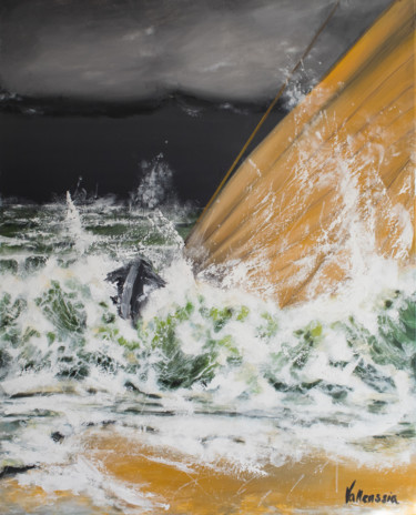 Schilderij getiteld "Bursting Sea" door Vallenssia, Origineel Kunstwerk, Acryl