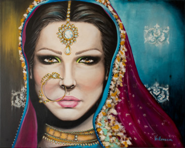 Painting titled "Indian Bride" by Vallenssia, Original Artwork, Acrylic