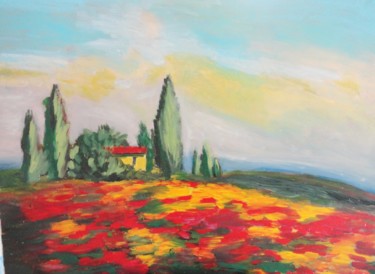 Painting titled "Morning in Tuscany" by Valleri, Original Artwork, Acrylic