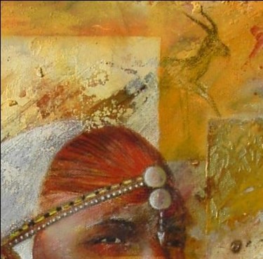 Peinture intitulée "Guerrier Massaï (dé…" par Vallonia, Œuvre d'art originale