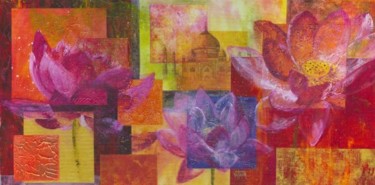 Peinture intitulée "Fleurs de lotus" par Vallonia, Œuvre d'art originale
