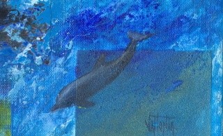 Peinture intitulée "dauphins (détail)" par Vallonia, Œuvre d'art originale