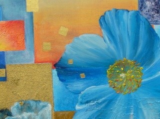 Peinture intitulée "pavot bleu (détail)" par Vallonia, Œuvre d'art originale