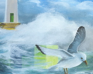 Peinture intitulée "détail vie marine" par Vallonia, Œuvre d'art originale
