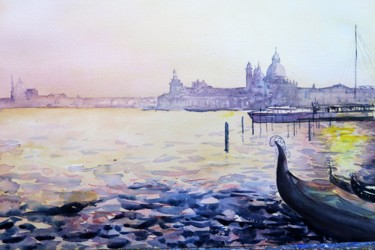 Painting titled "Venecia" by Fernando Valluerca, Original Artwork, Watercolor