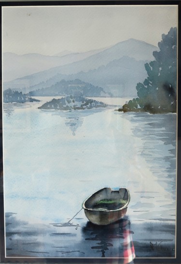 Painting titled "barca" by Fernando Valluerca, Original Artwork