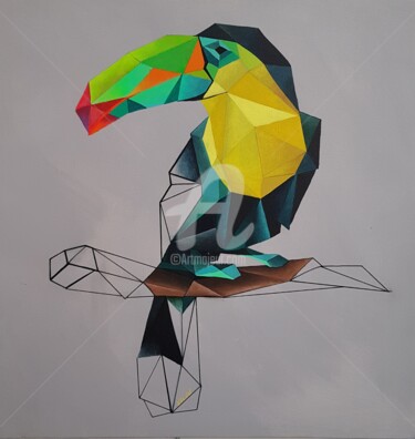 Peinture intitulée "toucan" par Valou., Œuvre d'art originale, Acrylique