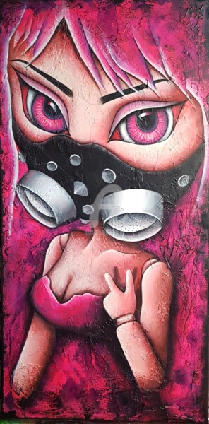 Peinture intitulée "Toxic girl" par Valou., Œuvre d'art originale, Acrylique