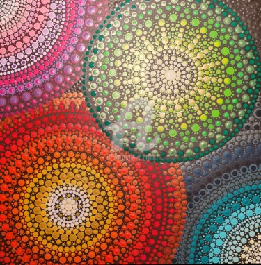 Peinture intitulée "Mandala multi" par Valou., Œuvre d'art originale, Acrylique