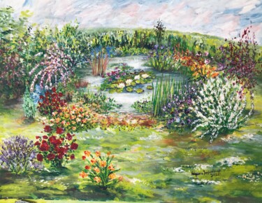 Pintura titulada "Mon jardin en temps…" por Valquiria Imperiano, Obra de arte original, Acrílico