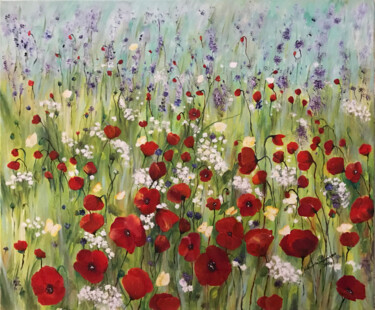 Painting titled "Les coquelicots joy…" by Valquiria Imperiano, Original Artwork, Acrylic