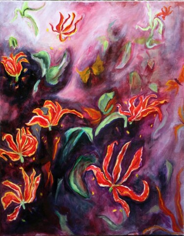 绘画 标题为“L'envol des orchidé…” 由Valquiria Imperiano, 原创艺术品, 油