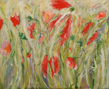 Painting titled "pavôts rouges" by Valquiria Imperiano, Original Artwork, Oil