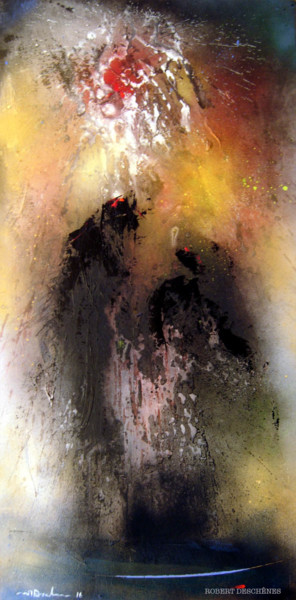 Peinture intitulée "La chaloupe rouge" par Robert Deschênes, Œuvre d'art originale, Acrylique Monté sur Châssis en bois