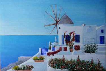 Malerei mit dem Titel "Santorini-Grecia" von Valter Carnevale, Original-Kunstwerk, Acryl