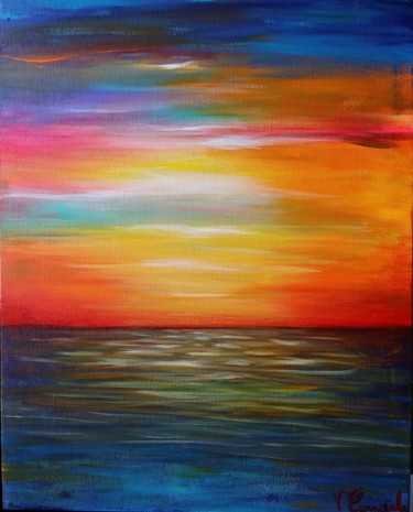 Peinture intitulée "Tramonto sul Mare" par Valter Carnevale, Œuvre d'art originale, Acrylique