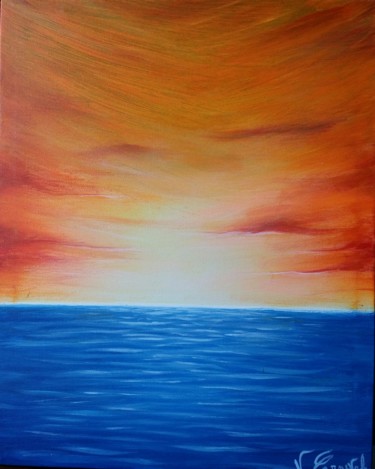 Painting titled "Tramonto Rosso" by Valter Carnevale, Original Artwork, Acrylic