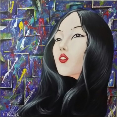Painting titled "Geisha" by Valter Carnevale, Original Artwork, Acrylic