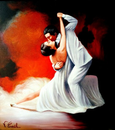 Schilderij getiteld "Ballerini di Tango" door Valter Carnevale, Origineel Kunstwerk, Acryl