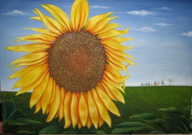 Painting titled "Il Girasole" by Valter Carnevale, Original Artwork, Oil