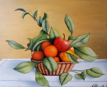 Peinture intitulée "CESTO DI FRUTTA" par Valter Carnevale, Œuvre d'art originale, Acrylique