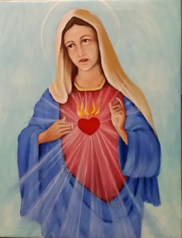 Картина под названием "Madonna del Sacro C…" - Valter Carnevale, Подлинное произведение искусства, Акрил