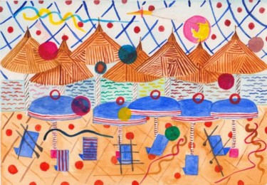 Pittura intitolato "in spiaggia (puglia)" da Valter Milanato, Opera d'arte originale, Olio